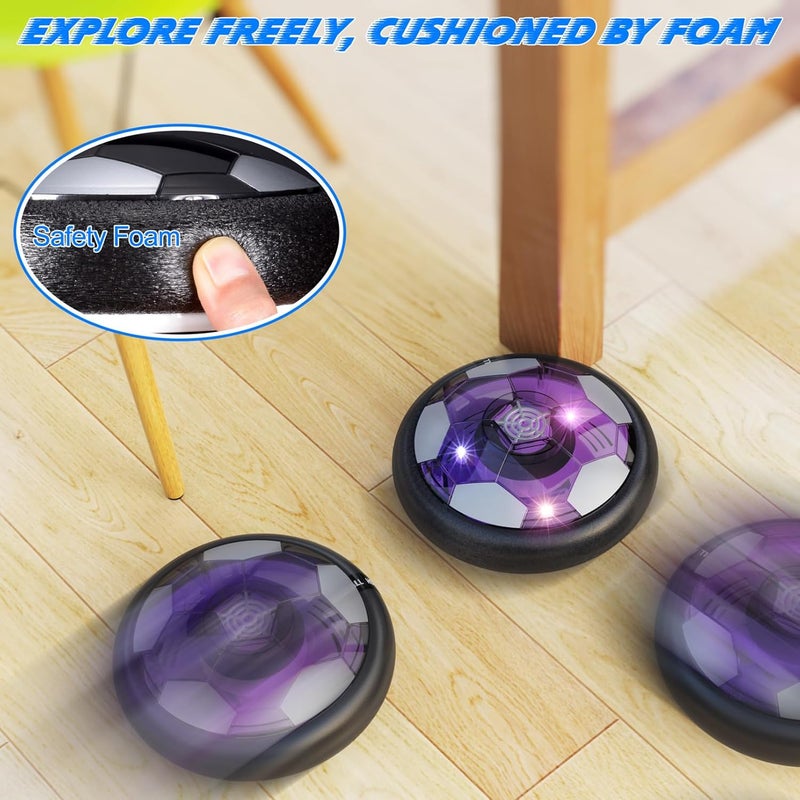 Ancesfun Kids Toys Hover Soccer Ball (Set of 2) with LED Lights and Foam Bumper for Age 3 4 5 6 7 8-16 Year Old Boys Girls, Rechargeable Air Powered Hover Balls with 2 Goals for Indoor Outdoor Game - Image 3